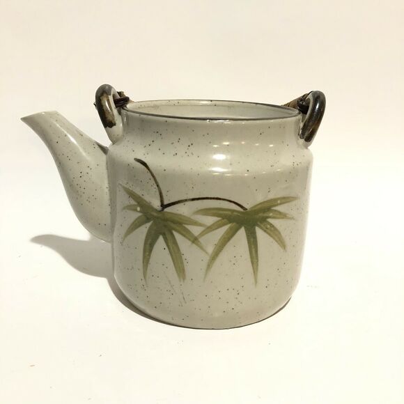 Vintage Stoneware Painted Japanese Style Teapot - Picture 2 of 6